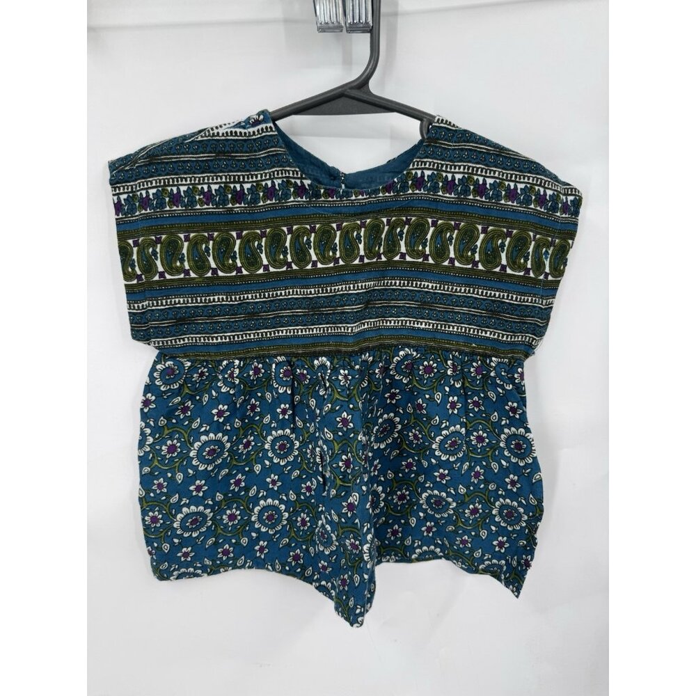Pink Chicken Paisley Floral Top Kids 3 Year Blue Farm Cottage Peasant Bohemian‎